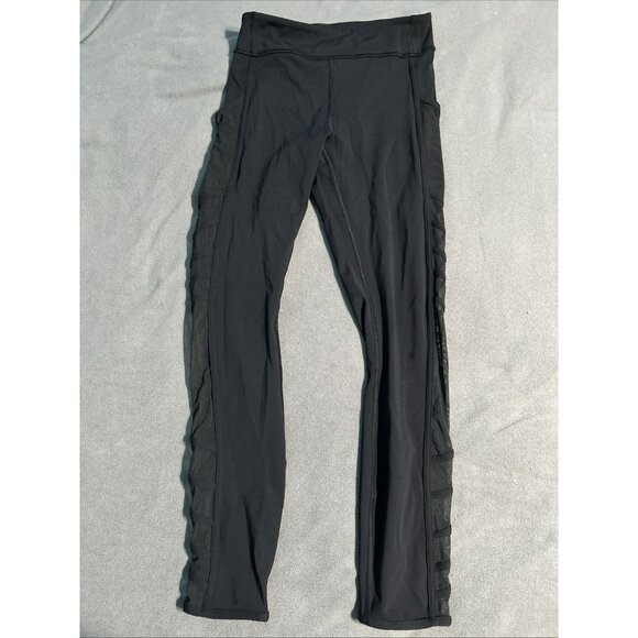 Lululemon Women's Leggings Side Pockets Black Mesh Sides Size 6 Sm - Read Desc - Picture 2 of 12